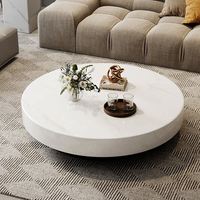 Meubles de salon de style moderne italien, table basse ronde en marbre blanc, table à thé en pierre de luxe