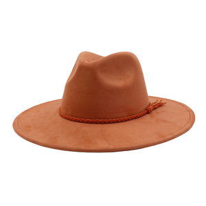 2025 nuevos colores al por mayor 9,5 cm sombreros de ala ancha gamuza con tejido regalo del Día de San Valentín para mujeres grabado 100% calidad de poliéster - Product Image 1