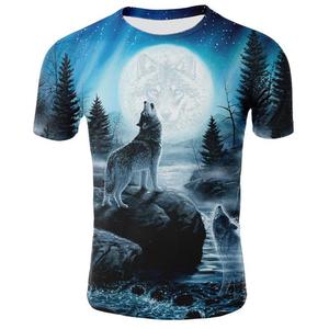 Consegna rapida stampa 3d animale <span class=keywords><strong>lupo</strong></span> grafica Unisex sublimazione digitale per T-shirt bianche magliette bianche - Product Image 2