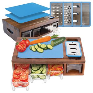 <b>Wooden</b> Cutting Board Square 43x29x12cm Multifunction Kitchen Chopping <b>Block</b> With Storage Drawers - Product Image 1