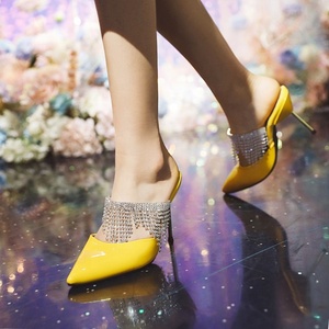 Special Design Pleated Decorate Women Sandals Open Square Toe Thin <b>High</b> <b>Heels</b> Sweet Bling Beauty Anti-Slippery Shoes - Product Image 4