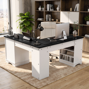 L-Shaped Office <b>Desk</b> with USB Charging Large <b>Computer</b> <b>Desk</b> with Drawers & File Cabinet for Home & Office - Product Image 2