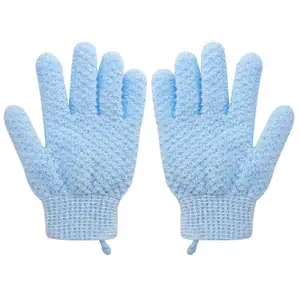Factory Shower Gloves Exfoliating Bath Gloves Body Heavy-Textured Nylon Fiber Exfoliator Scrub Gloves With Hanging Loop