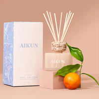 Aikun Lüks Cam Doğal Uçucu Yağ Çevre Dostu BPA İçermeyen Sanatsal Şişe Aroma Difüzörü Mermer Kapaklı Reed Difüzör Setleri