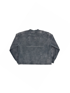 เสื้อยืดสตรีทแวร์สั่งทำพิเศษ ผ้าฝ้าย 100% พิมพ์ลาย DTG สไตล์วินเทจ แขนเสื้อแบบดิสเทรส สำหรับผู้ชาย - Product Image 3