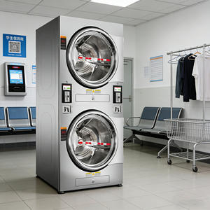 Secadora de ropa de doble pila, secadora de lavandería operada con monedas, secadora apilable - Product Image 4