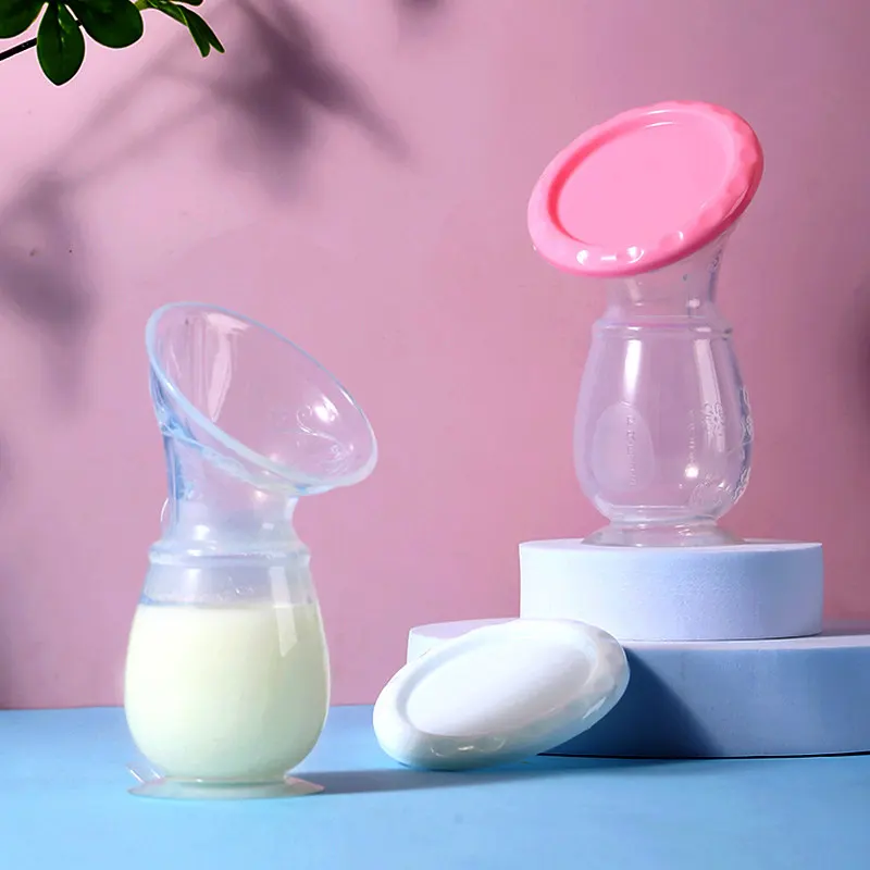 Manual Drive Silicone Breast Pump BPA Free Milk Collector with Suction Heart Shaped Breast Pump Food Grade