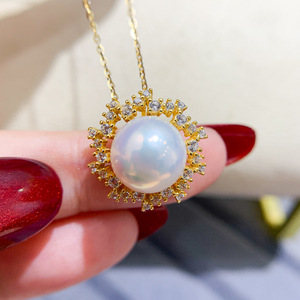 S925 Silver Pendant Empty Holder 11-13mm Round Bead DIY <b>Concealer</b> Jade Necklace Accessories 31032 - Product Image 1