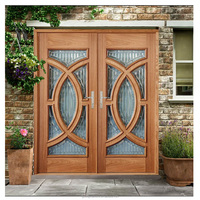 Porte double en acajou, porte double en bois et verre, finition extérieure, usage en appartement
