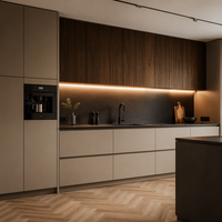 Meuble de salle à manger moderne et minimaliste en bois massif avec portes vitrées, éclairage LED, cave à vin intégrée, ensemble de mobilier de bar écologique pour la maison