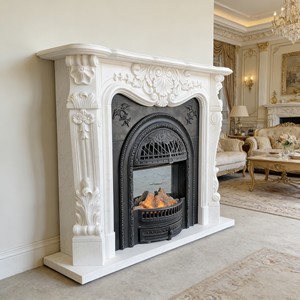 <span class=keywords><strong>Chimenea</strong></span> Eléctrica Blanca Moderna Personalizada, Mueble Decorativo para Sala de Estar de Villa de Lujo, Estilo Europeo Francés con Tallado en Piedra, Nueva - Product Image 5