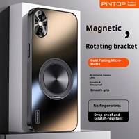 Coque de téléphone magnétique rotative à 360 degrés anti-chute pour iPhone XS Max/XR, finition dorée brillante mate