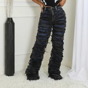 Nuevos Jeans de Mujer de Pierna Recta, Cintura Alta, Doble Capa, Efecto Desgastado, Corte Holgado, a la Moda - Product Image 6