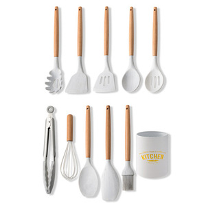 Wooden Handle Silicone Kitchenware 11-Piece Cooking Utensils Set - Product Image 3