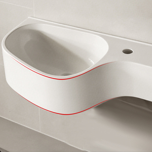 Lavabo Contemporaneo in Composito SMC <span class=keywords><strong>Salvaspazio</strong></span> Minimalista con Piano d'Appoggio Laterale - Product Image 4