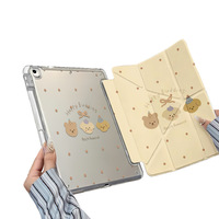 Étui pour tablette en acrylique motif ours mignon pour iPad Pro 11 et iPad 13, housse de protection minimaliste à bords entièrement enveloppants