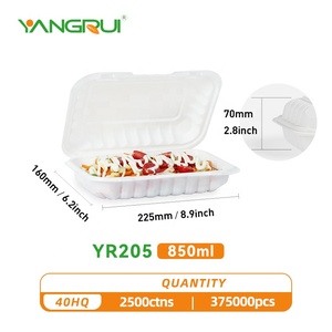 Thân Thiện Với Môi Trường Dùng Một Lần PPMF Nhựa PP <span class=keywords><strong>Foam</strong></span> Container Takeout Thay Thế 9X6 Vỏ Sò Trắng Bản Lề Để Đi Container Thực Phẩm - Product Image 2