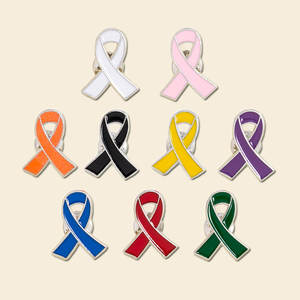 Épinglette en émail personnalisée, épinglette de sensibilisation au cancer du sein, ruban, badge de revers, épingles en métal rouge, rose pâle, cancer du sein - Product Image 1