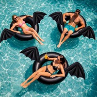 Bouée gonflable ailes de chauve-souris noires pour Halloween, grande flotteuse de piscine pour adultes, idéale pour les fêtes à la plage