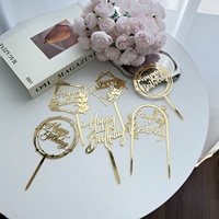 Décorations de gâteau d'anniversaire écologiques de style classique et topper doré en acrylique – Fournitures de fête pour tous les âges