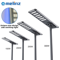 Kualitas insinyur lampu jalan LED tenaga surya 150w/200w/250w/300w dengan Sensor Radar aluminium peringkat IP67