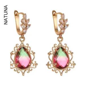 Earrings Natuna 2024 Fashion Jewelry Brass Korean Stone Cubic Zircon Earrings Brass Earrings Brass Stud Earrings For Gift