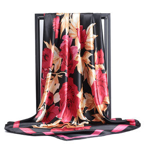 Écharpe <span class=keywords><strong>en</strong></span> soie carrée de 90 cm à motif de <span class=keywords><strong>cerisier</strong></span> rose personnalisé pour femmes, style japonais, foulard floral - Product Image 4