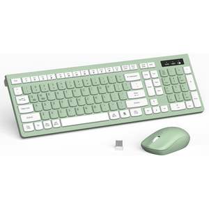 Combo de Teclado y Ratón Inalámbrico Reccazr, Tamaño Completo, Silencioso, Ligero, Resistente a Derrames, Ratón con DPI Ajustable, Receptor USB de 2.4 GHz para Laptop - Product Image 1