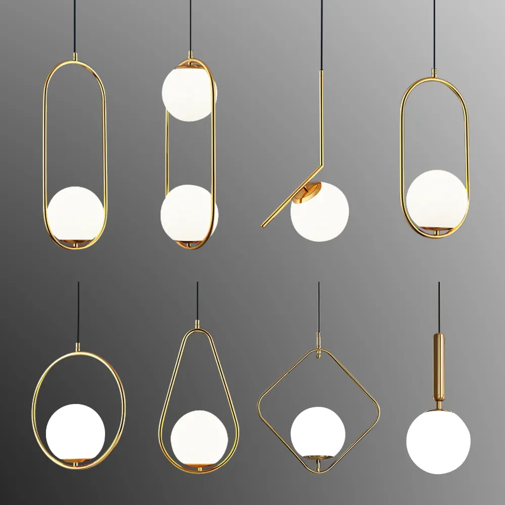 Lustre moderno de sala de estar e27, lustre redondo dourado com bolha de led, luminária moderna e pendente de vidro