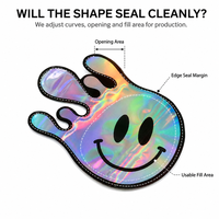 Sac en mylar découpé en feuille d'aluminium imprimé sur mesure pochette de support holographique de qualité alimentaire sac découpé réutilisable avec fermeture éclair