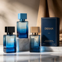Nouvel Arrivage – Flacon de Parfum Vide 50ml Personnalisé Bleu Dégradé avec Bouchon Créatif en Alliage de Zinc – Flacon Vaporisateur en Verre