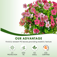 Vente d'usine 0522 – Fleurs artificielles, arbustes, herbes et plantes de 55 cm résistantes aux UV et écologiques avec piquets de sol pour la décoration de jardin