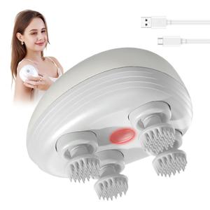 0728 Portable Vibration Hair Scratcher <b>Head</b> <b>Massager</b> 4 Silicone <b>Heads</b> More Comfortable Experience Scalp - Product Image 2