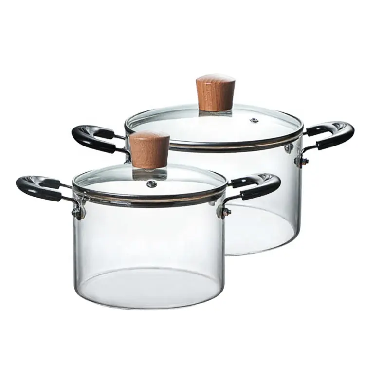 Big Size Clear Heat Resistant 2.5L Glass cooking Pots to Cook on Fire