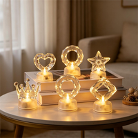 Bougie LED sans flamme, motifs cœur, étoile, couronne, fleur, multi-formes, coupe-vent, commande par bouton, pour comptoir, vente en gros, anniversaire