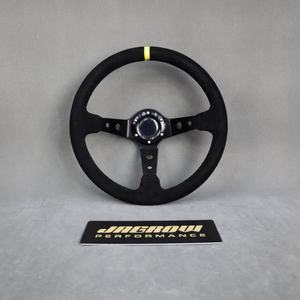 <span class=keywords><strong>Volant</strong></span> de course en cuir suédé de 14 pouces 350mm bouton de corne de dérive de maïs profond - Product Image 2