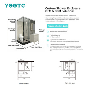 Cabine de douche pivotante YEETE en chrome poli, verre trempé 8 mm, vente en gros, pour salle de bain moderne, présentoir de salle d'exposition, revendeur - Product Image 3