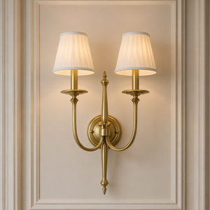 Brass Wall Sconce with White Fabric Shade, American Vintage Wall Lamp for Living Room Background Wall, Bedroom, Corridor Home - Product Image 4