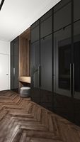 Vermonhouzz Dressing sur mesure de luxe avec porte vitrée et éclairage LED intelligent, armoire de rangement modulaire pour villa