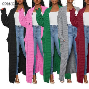 เสื้อสเวตเตอร์ผู้หญิงไซส์ใหญ่สำหรับฤดูใบไม้ร่วงและฤดูหนาว พร้อมกระเป๋าเสื้อคลุมยาวแบบคาร์ดิแกน รุ่นปี 2025 เสื้อถักคาร์ดิแกนสำหรับผู้หญิง - Product Image 3