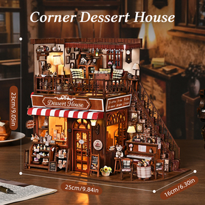Kit de bricolage de luxe personnalisable en gros pour niche à livres, Château Magique, Maison de Desserts, Puzzle 3D en bois avec lumière LED, Décoration d'étagère - Product Image 5