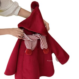 Tongxingyuan Girls Woolen Hooded <b>Coat</b> Thickening Windproof Christmas Winter <b>Cape</b> Outwear - Product Image 5