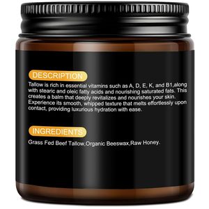 Baume au suif de bœuf biologique nourri à l'herbe et au miel avec vitamine E <span class=keywords><strong>pour</strong></span> le visage et le corps – Crème hydratante et nourrissante <span class=keywords><strong>pour</strong></span> tous types de peau - Product Image 5
