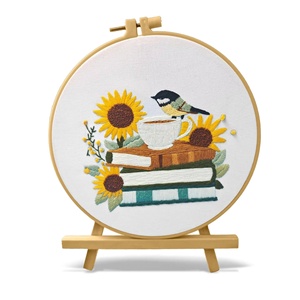 XIXI Original Novedad Transfronteriza: Serie de Libros de Bordado de Algodón Europeo DIY con Diseños de Pájaros y Girasoles, Manualidades de Punto y Bordado en Inglés - Product Image 4