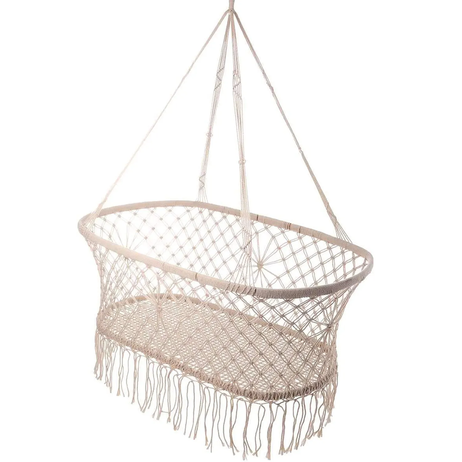 Interior Balanço Pendurado Carrinho de Bebê Dormir Hammock Cama com Borlas Franjas Malha Pendurado Berço Sono Balanço Hammock Cama para o Bebê