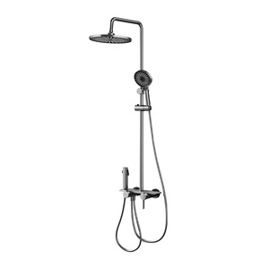 Shower Set Round Modern Wall Mounted Aluminum Alloy With <b>Thermostatic</b> <b>Control</b> And Booster Function - Product Image 1