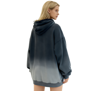 TKAN396 Sudadera con capucha ligera con diseño de lavado ácido para mujer, cuello con capucha liso elástico, transpirable, estilo callejero - Product Image 3