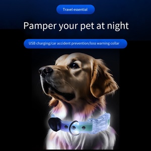 高品質 犬用光る首輪 LEDライト付き ペット用防水首輪 リードセット - Product Image 2