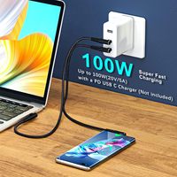 Kabel USB C ke USB C 100W 1ft 90 Derajat Kabel Tipe C Nilon Terjalin Sudut Kanan Kabel Pengisian Cepat USB C