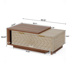 Over 20 Years Factory Direct Nesting Extendable Coffee <b>Table</b>, Dual-Tone Expandable Center <b>Table</b> Line Design - Product Image 4